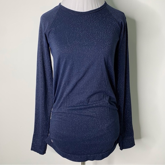 Athleta Women's Speedlight Glow Navy Sparkle Long Sleeve Top Size Small - Picture 1 of 11